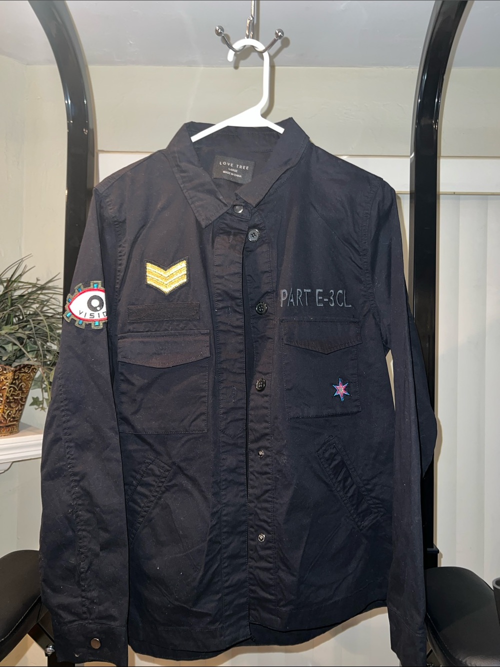 Love Tree Navy Military-Inspired Patch Jacket